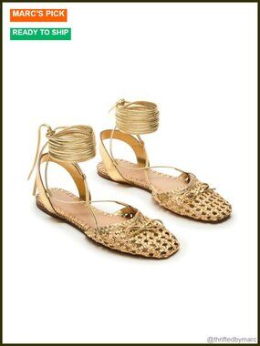 Lace Up Woven Ballet Flats Women's Closed Toe Square Sandals Summer